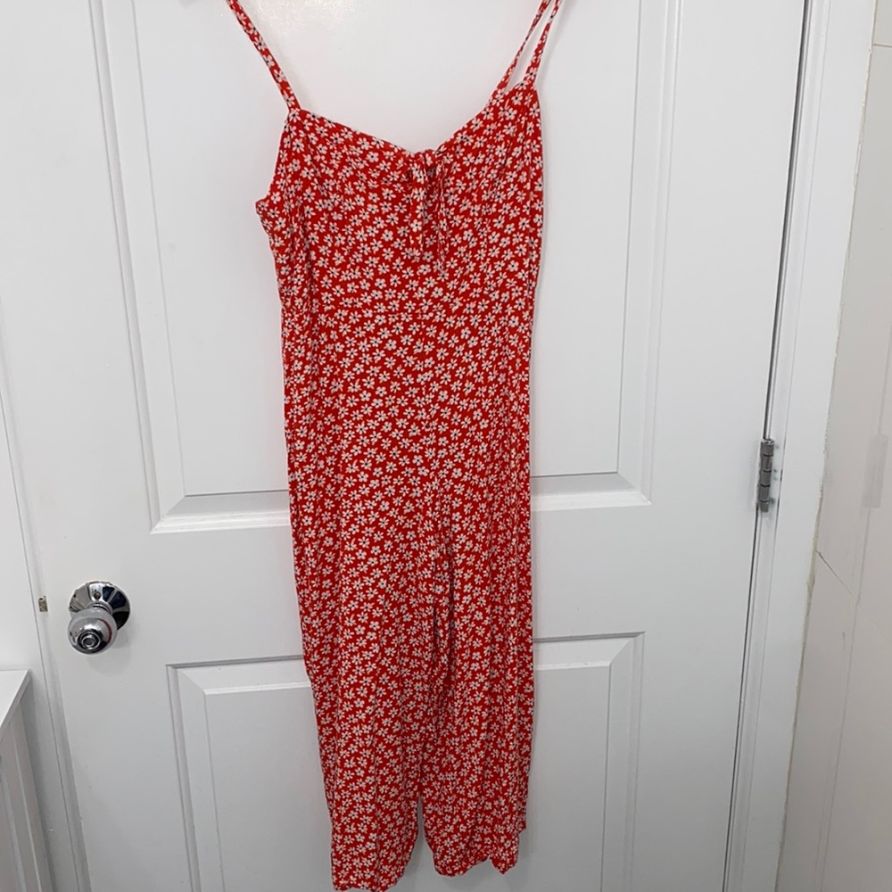 Old navy red flower jumpsuit
